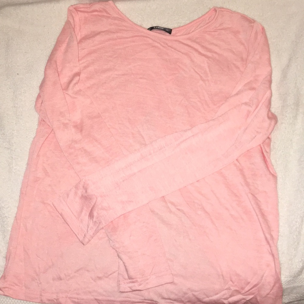 Pink long sleeve backless shirt